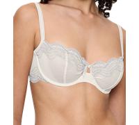 Balconette-BH TRIUMPH "Comfort Glam", Damen, Gr. 80, Cup E, weiß (silk weiß), Spitze, Obermaterial: 81% Polyamid, 11% Polyester, 8% Elasthan, BHs Balconette-BH, Komfort-Bügel, Spitze, florale-grafisch