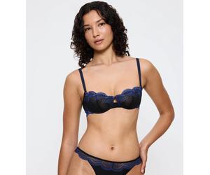 Balconette-BH TRIUMPH "Comfort Glam", Damen, Gr. 85, Cup D, schwarz, Spitze, Obermaterial: 81% Polyamid, 11% Polyester, 8% Elasthan, BHs Balconette-BH, Komfort-Bügel, Spitze, florale-grafische Spitze,