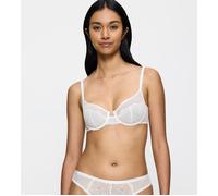 Balconette-BH TRIUMPH "Delightful Spotlight", Damen, Gr. 80, Cup B, weiß (silk weiß), Spitze, Obermaterial: 84% Polyamid, 16% Elasthan, unifarben, BHs Balconette-BH, mit graphischer Spitze (95053009-8