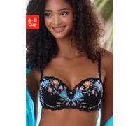 Balconette-BH VIVANCE, Damen, Gr. 90, Cup A, schwarz, multicolor, Spitze, Obermaterial: 95% Polyamid, 5% Elasthan, BHs Balconette-BH, mit Bügel & Push-up-Kissen, mit schöner, floraler Spitze, sexy Des