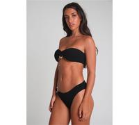 Balconette-Bikini MODA MINX "SCRUNCH Irregular Hoop Fixed Bandeau Top", Damen, Gr. XS, schwarz, 97% Polyamid, 3% Elasthan, unifarben, Bikini-Sets Balconette-Bikini, mit edlem Schmuckelement (62449067-