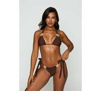 Balconette-Bikini MODA MINX "STARFISH TRIANGLE TOP", Damen, Gr. M, braun (dunkelbraun), 82% Polyamid, 18% Elasthan, unifarben, Bikini-Sets Balconette-Bikini, mit tollen Seestern-Elementen (34452337-M)