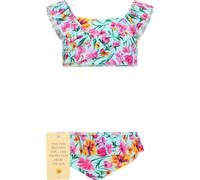 Balconette-Bikini ZIGZAG "Tropical", Mädchen, Gr. 92, bunt (blau, pink), 80% Polyamid, 20% Elasthan, bedruckt, mehrfarbig, Bikini-Sets Balconette-Bikini, mit stylischem Rüschendesign und Sonnenschutz