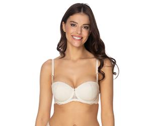 Balconnet-BH VIANIA "Balconette Bügel BH Carmen", Damen, Gr. 90, Cup D, beige (cream), Spitze, Obermaterial: 72% Polyamid PA. 16% Polyester PES. 12% Elasthan EL., BHs (79991634-90) cream