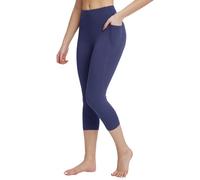 baleaf Capri-Leggings für Damen, mit Taschen, hohe Taille, Workout, Yoga, Laufen, Fitnessstudio, zum Überziehen, Caprihose für den lässigen Sommer, Marineblau, Groß