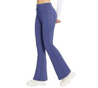 baleaf Damen Thermo Yogahose High Waist Flared Leggings Winter Fleece gefütterte Thermohose Drawstring Thermal Leggings Bootcut Bell Bottom Warm Jogginghose mit Taschen Marineblau XS