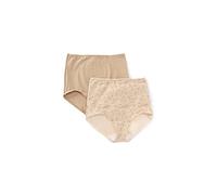 Bali Damen Baumwolle Light Control Shapewear Slip Fajas 2er-Pack DFX037, Nude Spitze für Blumen, M