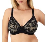 Bali Damen Breathe Spitze Bügel Atmungsaktiv Modal Umwandelbare Träger BH, Undurchsichtige, Schwarz/Mandelfutter, 75DD