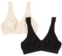 Bali Damen Comfort Revolution Crop Top, 2 Stück - Schwarz/Hellbeige, Large