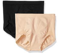Bali Damen Comfort Revolution Seamless Firm Control Brief 2-Pack Formunterhose, Hautfarben/Schwarz, Groß
