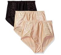 Bali Damen Double Support Stretch Brief Pack, 3-Pack, Moisture-Wicking Underwear for Women Slip, Weiches Taupe/Schwarz/weiches Taupe, 6 (3er