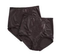 Bali Damen Shapewear Double Support® Koordinate Slip mit Spitze Bauch Panel Light Control 2er Pack - Schwarz - X-Groß