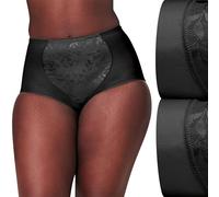 Bali Damen Shapewear Fester Kontrolle, Formender Slip mit Bauchkontrolle, 2er-Pack Unterhose, figurformend, Black Jacquard/Black Jacquard, 3X Plus