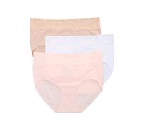 Bali Damen Unterwäsche, 3er-Pack, moderner, Nahtloser Spitzenbesatz Slip, Mandel/Weiß/Hellbraun, 9