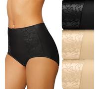 Bali Double Support Stretch Slip Pack, 3er-Pack, feuchtigkeitsableitende Unterwäsche für Damen, Weiches Taupe/Schwarz/weiches Taupe, 7
