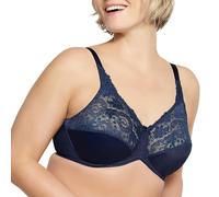 Bali Lilyette Minimizer Damen-BH mit Bügel, Spitzenbesatz, Mikrofaser, volle Abdeckung, Sailor Blue, 85D