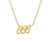 Balilou Engelszahl 666 Halskette Damen Gold Edelstahl wasserfest Geschenk