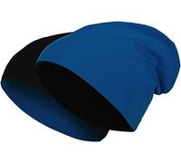 Balinco 2 in 1 Wendemütze - Reversible Slouch Long Beanie Jersey Baumwolle elastisch Unisex Herren Damen Mütze Heather in 24 (8) (Black/Royal Blue)