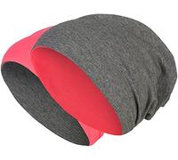 Balinco 2 in 1 Wendemütze - Reversible Slouch Long Beanie Jersey Baumwolle elastisch Unisex Herren Damen Mütze Heather in 24 (8) (Dark Grey/Pink)