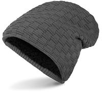 Balinco Warme Feinstrick Beanie Mütze mit Flecht Muster Grobstrick und sehr weichem Innenfutter, Unisex (Grey)