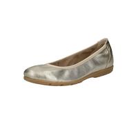 CAPRICE Damen Ballerinas aus Leder Flach, Metallisch (Platin Metal.), 37 EU