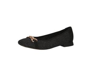 Ballerina CAPRICE "Caprice Ballerinas Leder/Textil", Damen, Gr. 37, schwarz, gold, Leder, Textil, Schuhe Ballerina (42641867-37) schwarz, gold