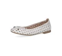 CAPRICE Damen Ballerinas aus Leder mit Lochmuster, Weiß (White Nappa), 39 EU