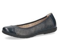 CAPRICE Damen Ballerinas aus Leder mit Lochmuster, Blau (Ocean Softnap.), 38 EU