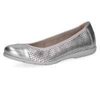 Ballerina CAPRICE, Damen, Gr. 41, silber (silberfarben), Leder, Schuhe Ballerina, Slipper, Bequemschuh, Schlupfschuh mit Perforation (52678304-41) silberfarben