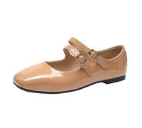 Ballerina Damen Klasssische Matt Balerinaschuhe Flach Damenschuhe Elegant Schnalle Flache Mary Jane Runde Zehen Trachtenschuhe Bequeme Elegante Tanzschuhe