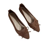 Ballerina Damen Sale, Flache Schuhe Spitz Zehe Strick Kleid Schuhe mit Bowknot Sandalen, Bequem Barfußschuhe Ballerinas Atmungsaktive Walking Slipper Rutschfest Flach Stricken Halbschuhe für Outdoor