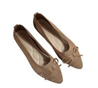 Ballerina Damen Sale, Flache Schuhe Spitz Zehe Strick Kleid Schuhe mit Bowknot Sandalen, Bequem Barfußschuhe Ballerinas Atmungsaktive Walking Slipper Rutschfest Flach Stricken Halbschuhe für Outdoor
