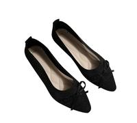 Ballerina Damen Sale, Flache Schuhe Spitz Zehe Strick Kleid Schuhe mit Bowknot Sandalen, Bequem Barfußschuhe Ballerinas Atmungsaktive Walking Slipper Rutschfest Flach Stricken Halbschuhe für Outdoor