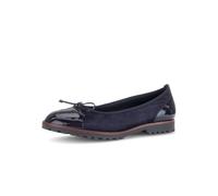 Ballerina GABOR, Damen, Gr. 38,5, blau (dunkelblau), Lacklederimitat, Ziegenveloursleder, Schuhe Ballerina, Blockabsatz, Businessmode, Schlüpfschuh mit Zierschleife (13741861-38,5) dunkelblau