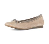 Ballerina GABOR, Damen, Gr. 38,5, sand, Ziegenveloursleder, Schuhe Ballerina, Businessschuh, Flats, Schlupfschuh mit Zierscheife (27406949-38,5) sand