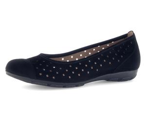 Ballerina GABOR, Damen, Gr. 38,5, schwarz, Nubukleder, unifarben, Schuhe Ballerina, Slipper, Businessschuh, Halbschuh mit Hovercraft Luftkammerlaufsohle, Topseller (17624935-38,5) schwarz