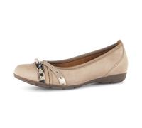 Ballerina GABOR, Damen, Gr. 38, sand kombiniert, Ziegenveloursleder, Schuhe Ballerina, Businessschuh, Schlupfschuh mit Zierelementen in Metallicoptik (41334762-38) sand kombiniert