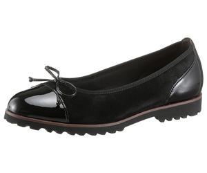 Ballerina GABOR, Damen, Gr. 38, Textil, schwarz, Lacklederimitat, Ziegenveloursleder, unifarben, Schuhe Ballerina, Flats, Chunky Slipper mit komfortablem Gummieinfass (43607321-38) schwarz