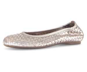 Ballerina GABOR, Damen, Gr. 39, gold (goldfarben), Glattleder, geflochten, metallic, Schuhe Ballerina, Schlupfschuh, Frühlingsschuh, Businessschuh mit tollem Flechtmuster (62651217-39) goldfarben