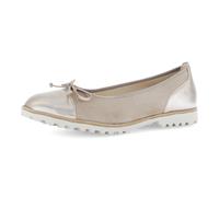 Ballerina GABOR, Damen, Gr. 39, taupe, silberfarben, Glattleder, Veloursleder, Schuhe Ballerina, Blockabsatz, Businessschuh, Schlupfschuh mit Zierschleife (34607304-39) taupe, silberfarben