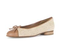 Ballerina GABOR, Damen, Gr. 40, beige (creme, nougat), Bast, Nappaleder, Flechtoptik, Schuhe Ballerina, Blockabsatz, Businessschuh, Schupfschuh in runder Form (15687456-40) creme, nougat