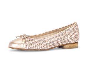 Ballerina GABOR, Damen, Gr. 40, beige (rosé, roségoldfarben), Bast, Glattleder, Flechtoptik, metallic, Schuhe Ballerina, Blockabsatz, Businessschuh, Schupfschuh in runder Form (17309567-40) rosé, rosé