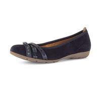 Ballerina GABOR, Damen, Gr. 40, dunkelblau kombiniert, Veloursleder, Schuhe Ballerina, Businessschuh, Schlupfschuh mit Zierelementen in Metallicoptik (72449227-40) dunkelblau kombiniert