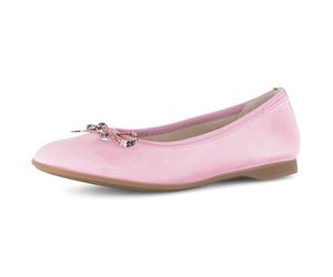 Ballerina GABOR, Damen, Gr. 40, Leder, rosa, Ziegenveloursleder, Schuhe Ballerina, Businessschuh, Flats, Schlupfschuh mit Zierscheife (52109544-40) rosa
