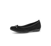 Ballerina GABOR, Damen, Gr. 40, schwarz, Ziegenveloursleder, Schuhe Ballerina, Keilabsatz, Businessschuh mit komfortablem Elastikeinfass (17467510-40) schwarz