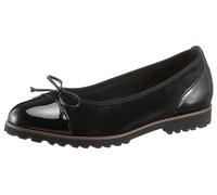 Ballerina GABOR, Damen, Gr. 44, schwarz, Lacklederimitat, Ziegenveloursleder, unifarben, Schuhe Ballerina, Flats, Chunky Slipper mit komfortablem Gummieinfass (43607321-44) schwarz