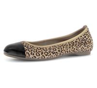 Ballerina GABOR, Damen, Gr. 44, schwarz (leo, schwarz), Nappaleder, Ziegenveloursleder, kontrastfarbene Details, Schuhe Ballerina, Blockabsatz, Schlupfschuh, Businesschuh mit Kontrastbesatz (16430506-