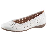 Ballerina GABOR, Damen, Gr. 44, weiß, Kalbsleder, Schuhe Ballerina, Slipper, Freizeitschuh, Halbschuh mit luftigem Lochmuster, Topseller (79065167-44)