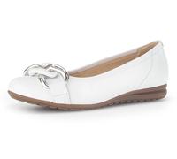 Ballerina GABOR "FLORENZ", Damen, Gr. 35, weiß, Leder, Schuhe Ballerina, Hochzeitsschuh, Flache Schuhe, Slipper mit eleganter Zierkette, Topseller (39267747-35)