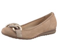 Ballerina GABOR "FLORENZ", Damen, Gr. 36, gold (sand, goldfarben), Ziegenveloursleder, Schuhe Ballerina, Keilabsatz, Bequemschuh, Slipper, Businessschuh in Weite G (=weit) (39634702-36)